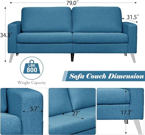 Navy Blue Faux Leather 79" Wide Sofa G71457