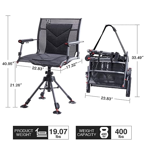 360 Degree Swivel Hunting Chair, 400 lbs Capacity, 4 Legs Height Adjustable, Padded Seat X35141