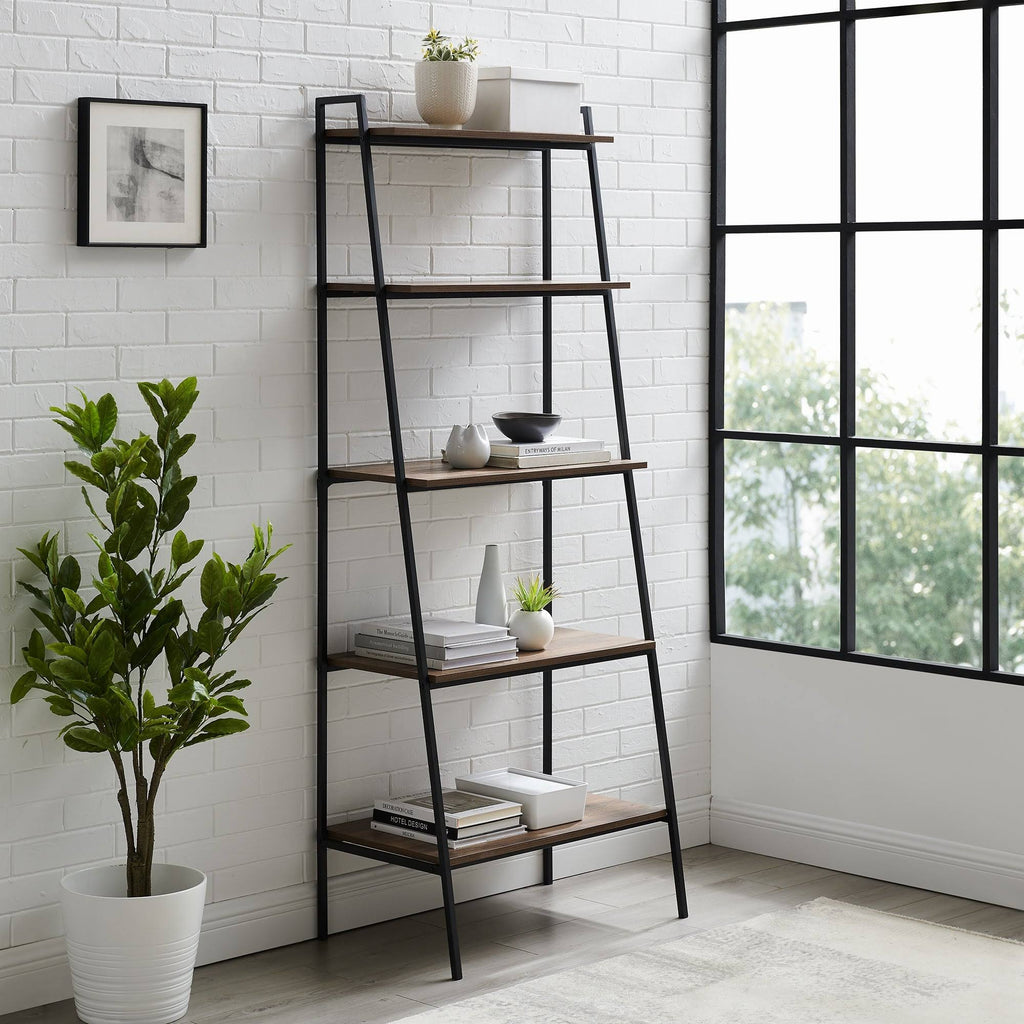 72-Inch Open Ladder Bookshelf Grey Wash X4206