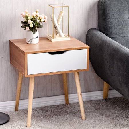 White 1 Drawer Nightstand Set of 2 T7675