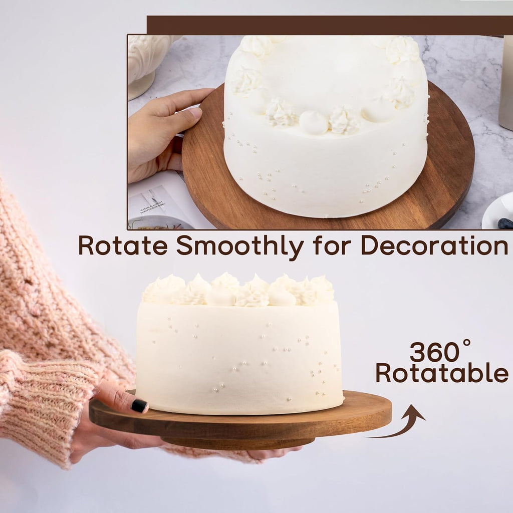 Acacia Wood 360° Turnable Cake Stand R2842