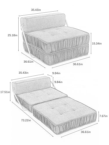 Gray Folding Sofa Bed with Removable Back Cushion X344566