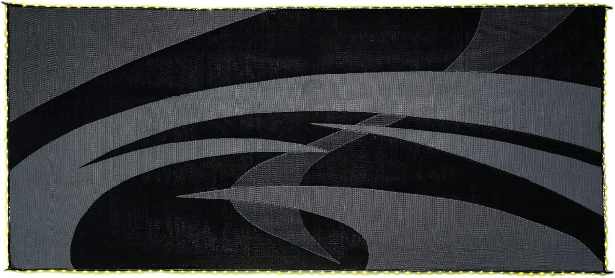 LED Illuminated Patio Mat 8-Feet x 18-Feet Black/White/Grey RV Camping Mat L77560