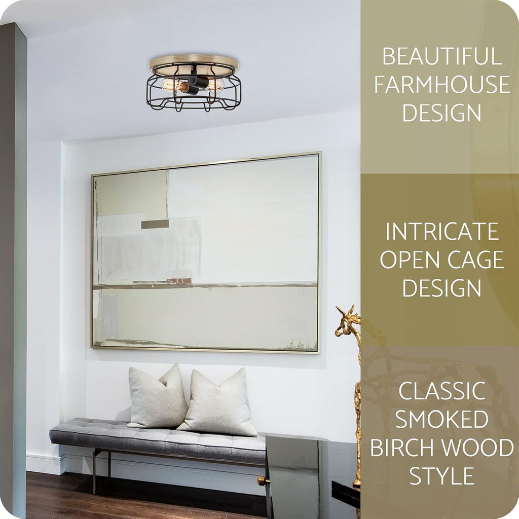 2-Light Metal Flush Mount Ceiling Light N7543