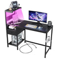 Black Reversible Gaming Desk with LED Lights & Power Outlets Y60789