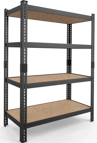 Black 4 Tier Heavy Duty Metal Storage Shelves U572598