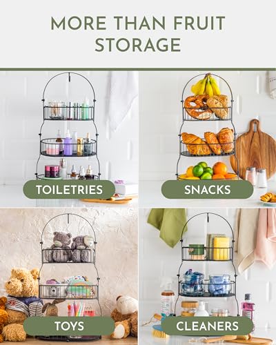 3 Tier Bamboo Fruit Basket with Removable Baskets T9879