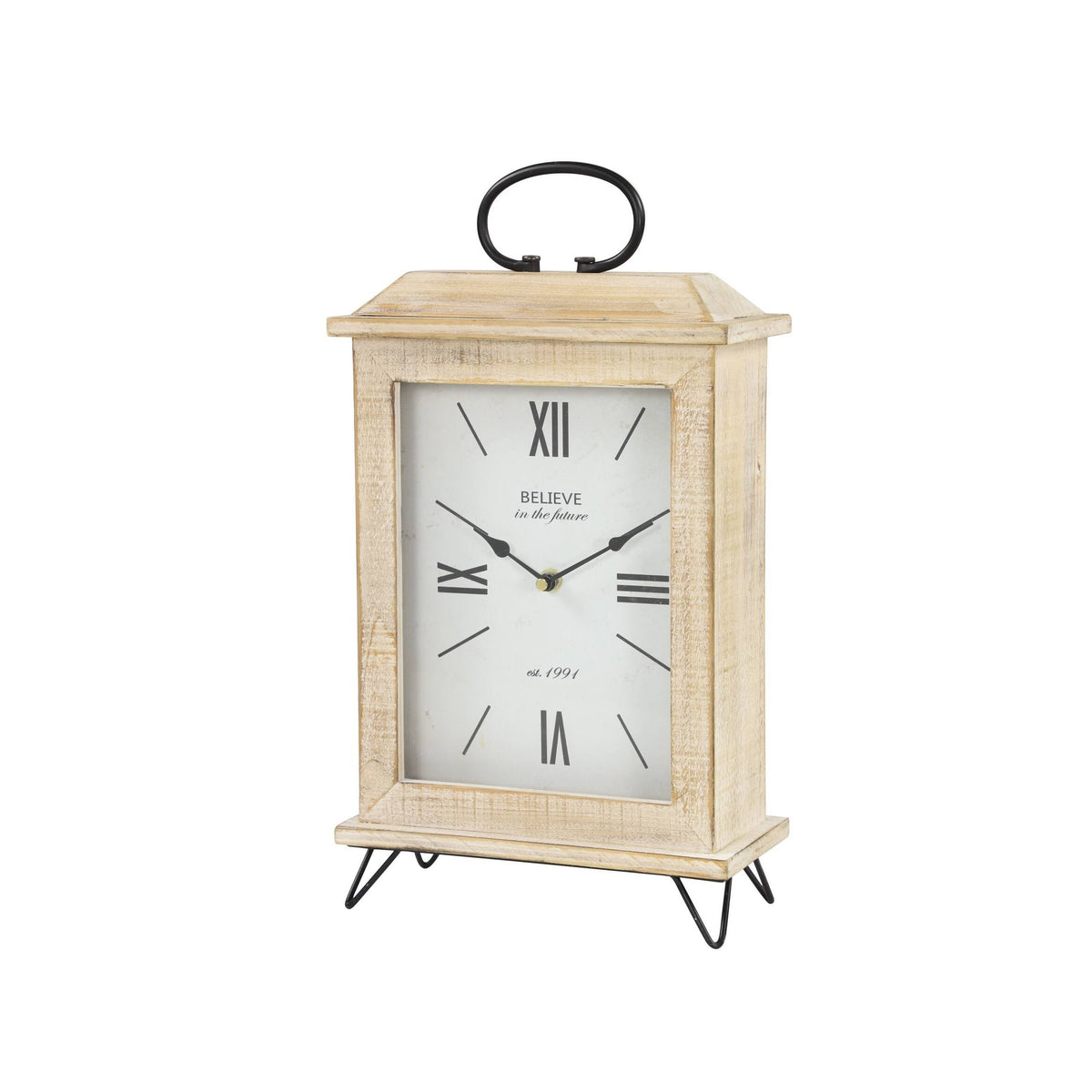 Rectangular Beige Wooden Table Clock C490