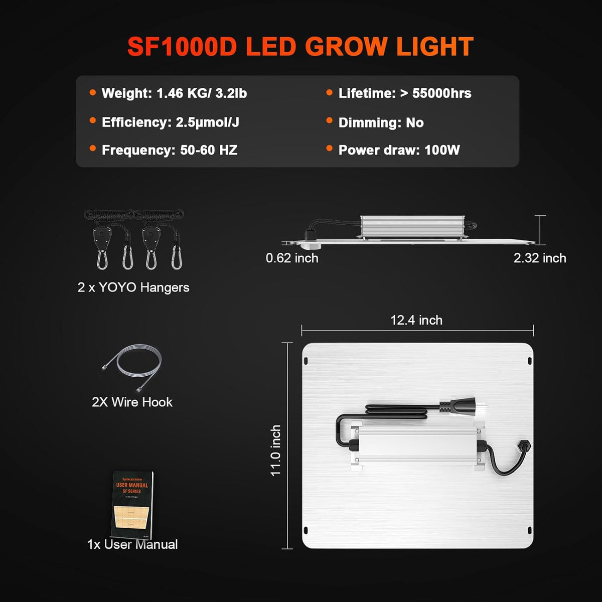 LED Grow Lights with Samsung LM301B Diodes Full Spectrum Grow Light and UV Supplemental Light P442