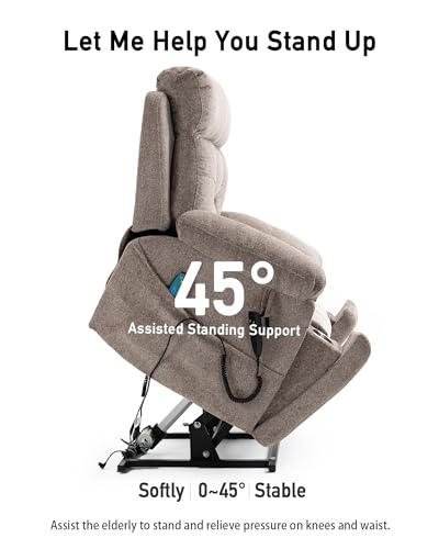 Large Power Lift Recliner Chair with Heated and Massage, 26in Extra Wide Seat P4057