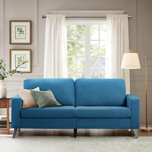 Navy Blue Faux Leather 79" Wide Sofa G71457