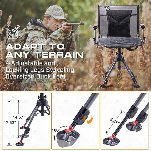 360 Degree Swivel Hunting Chair, 400 lbs Capacity, 4 Legs Height Adjustable, Padded Seat X35141