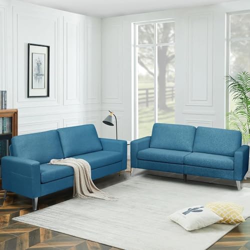 Navy Blue Faux Leather 79" Wide Sofa G71457