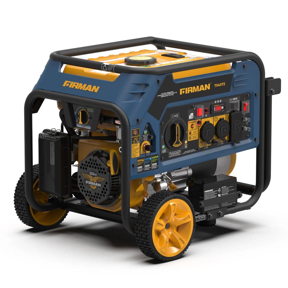 Tri-Fuel 5000/4000 Watts 120/240 Electric Start Portable Generator with CO Alert U8607