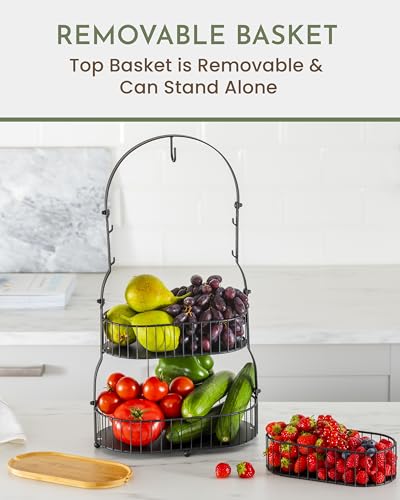 3 Tier Bamboo Fruit Basket with Removable Baskets T9879