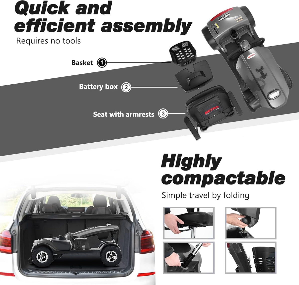 Grey 4 Wheel Motorized Scooter with 300 lbs Capacity C94782