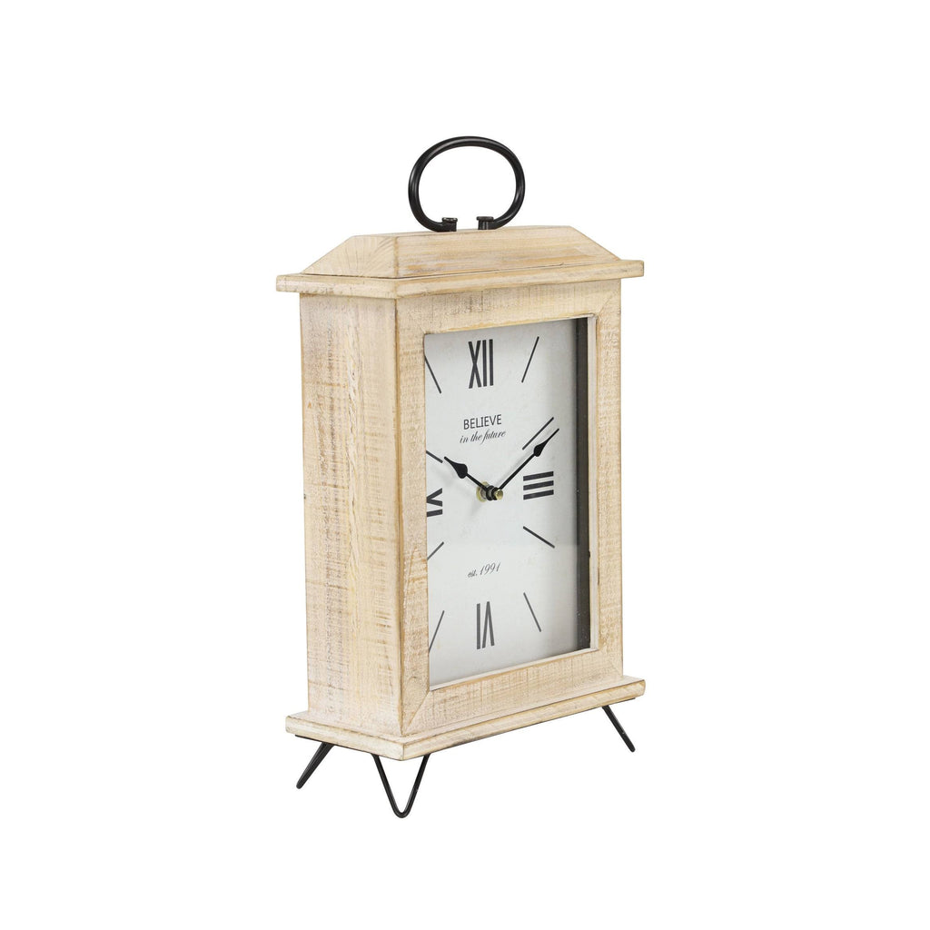 Rectangular Beige Wooden Table Clock C490