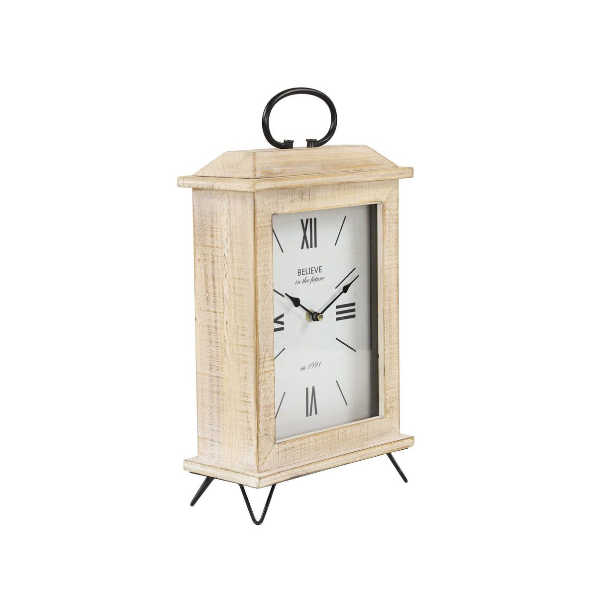Rectangular Beige Wooden Table Clock C490