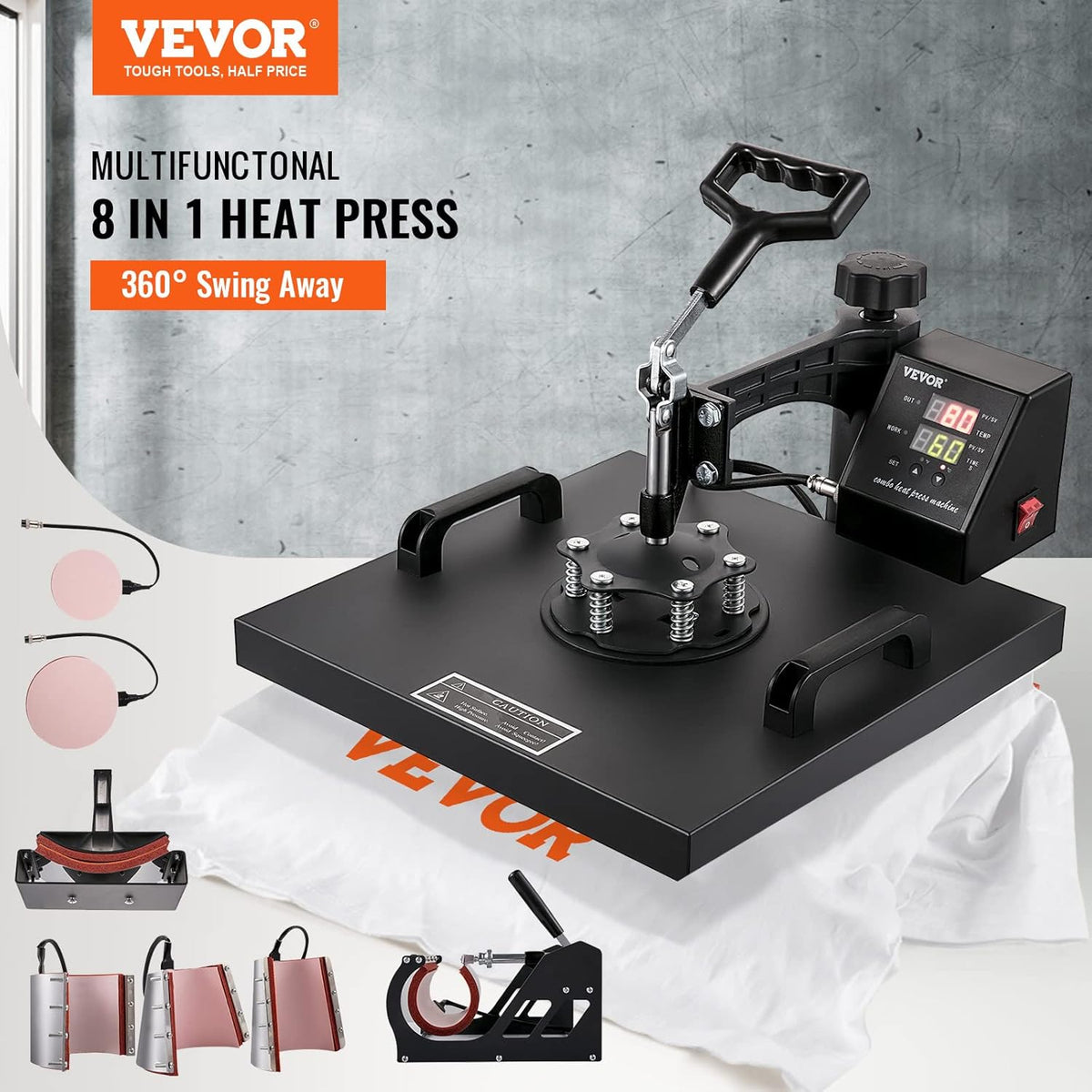 8 in 1 15x15 360° Swing Away Heat Press Machine M1233