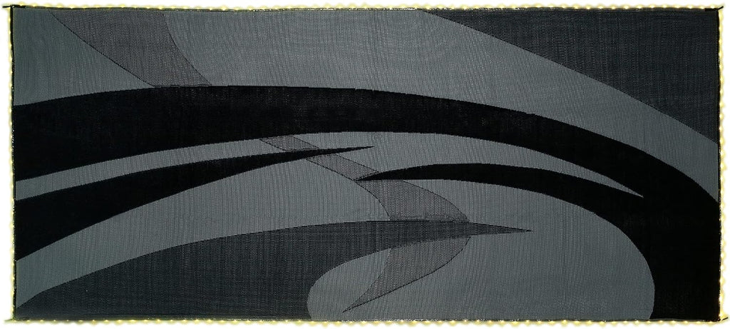 LED Illuminated Patio Mat 8-Feet x 18-Feet Black/White/Grey RV Camping Mat L77560