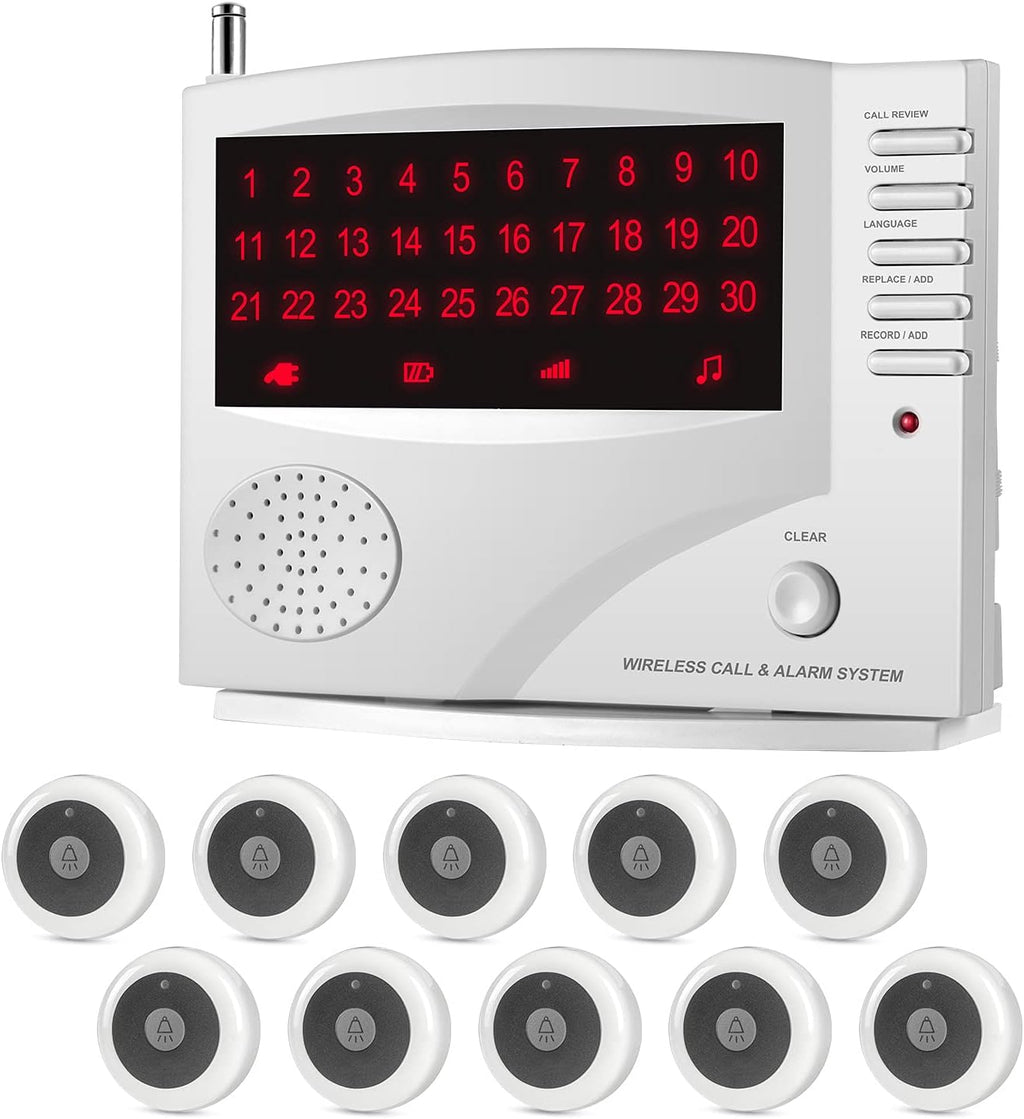 Wireless Calling System with 10 Waterproof Call Buttons and 1 Monitoring Unit X5372