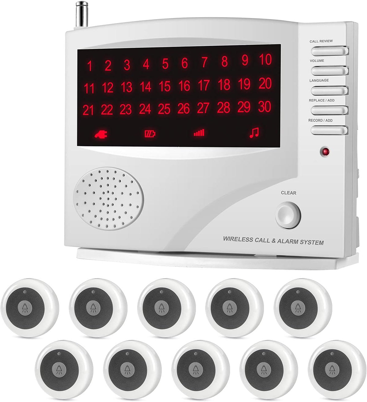 Wireless Calling System with 10 Waterproof Call Buttons and 1 Monitoring Unit X5372