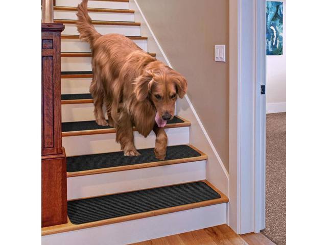Set of 15 Skid-Resistant Carpet Stair Treads Smokey Black 9 in. x 36 in. K2529