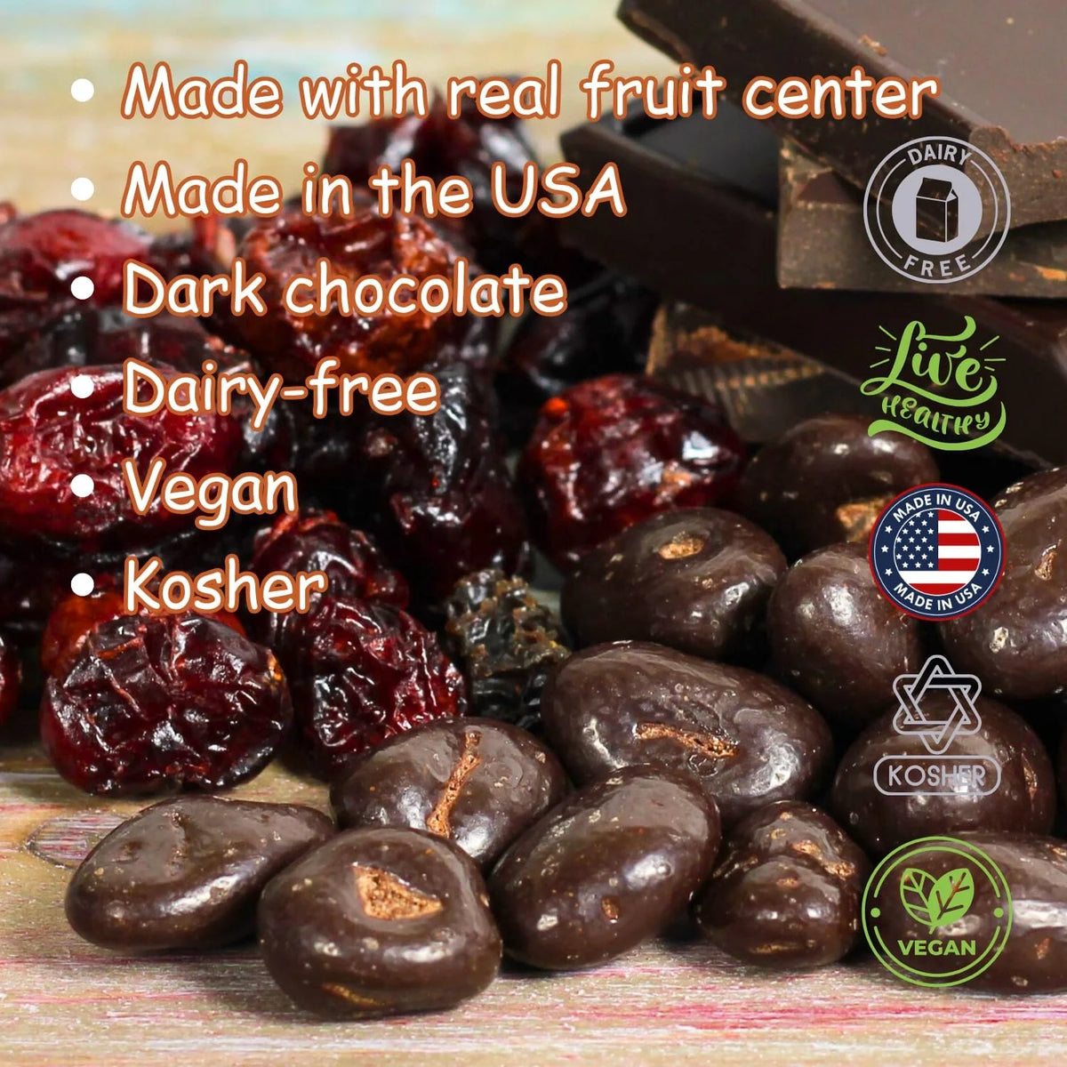 10 lbs Bulk Bag Dark Chocolate Covered Cranberries I220