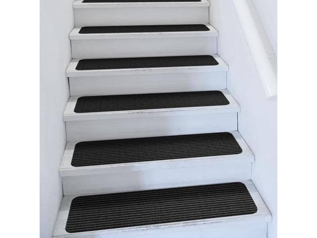 Set of 15 Skid-Resistant Carpet Stair Treads Smokey Black 9 in. x 36 in. K2529