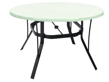 48'' Wide Round Fiberglass Cast Aluminum Outdoor Dining Table N464
