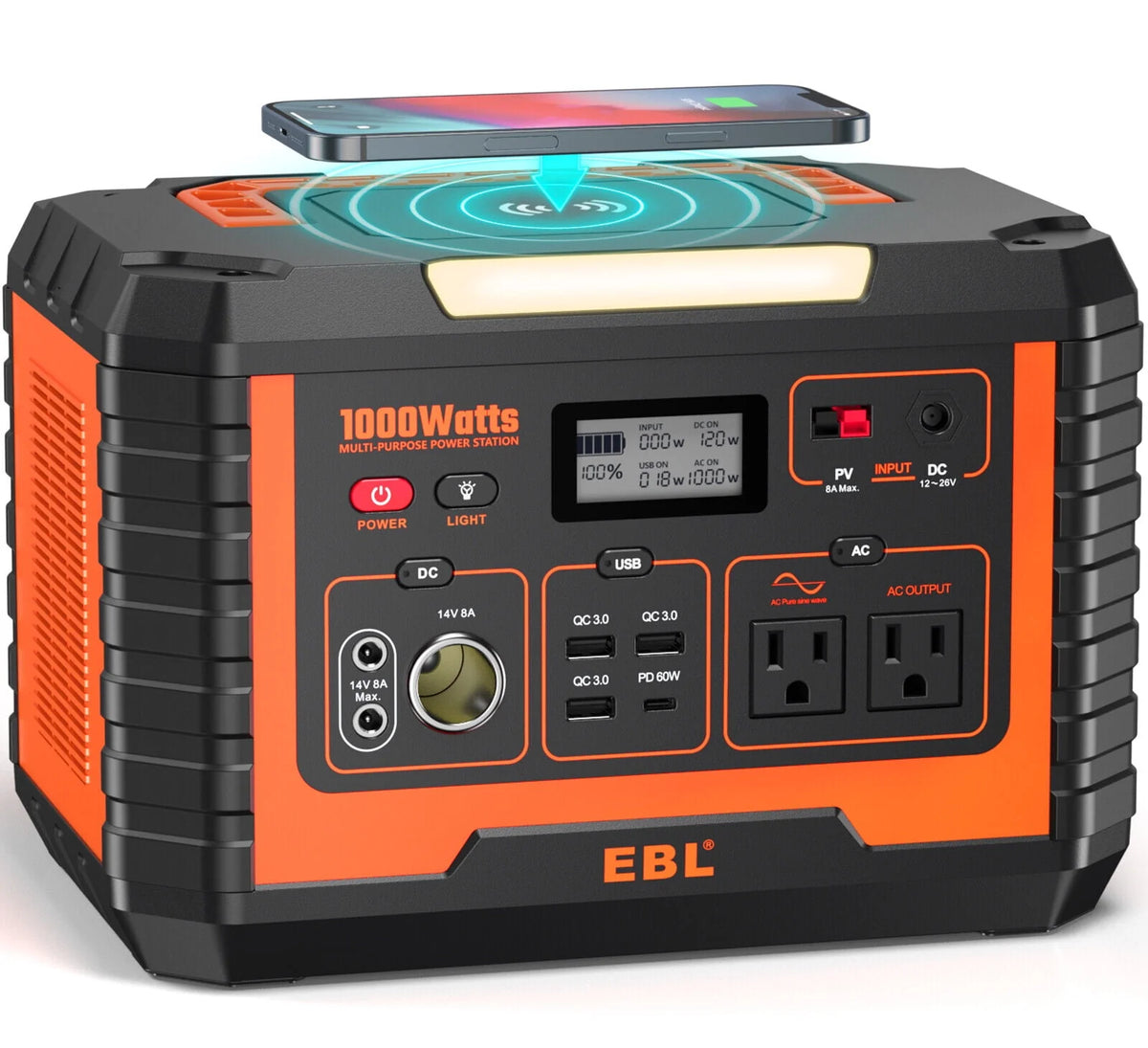Portable Power Station 1000W Solar Generator 270000mAh Waterproof D622594