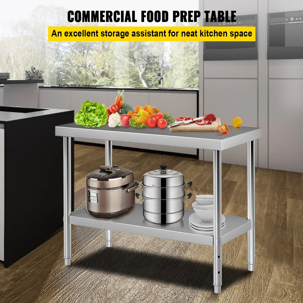 Stainless Steel Prep Table 48 x 18 x 34 Inch U186