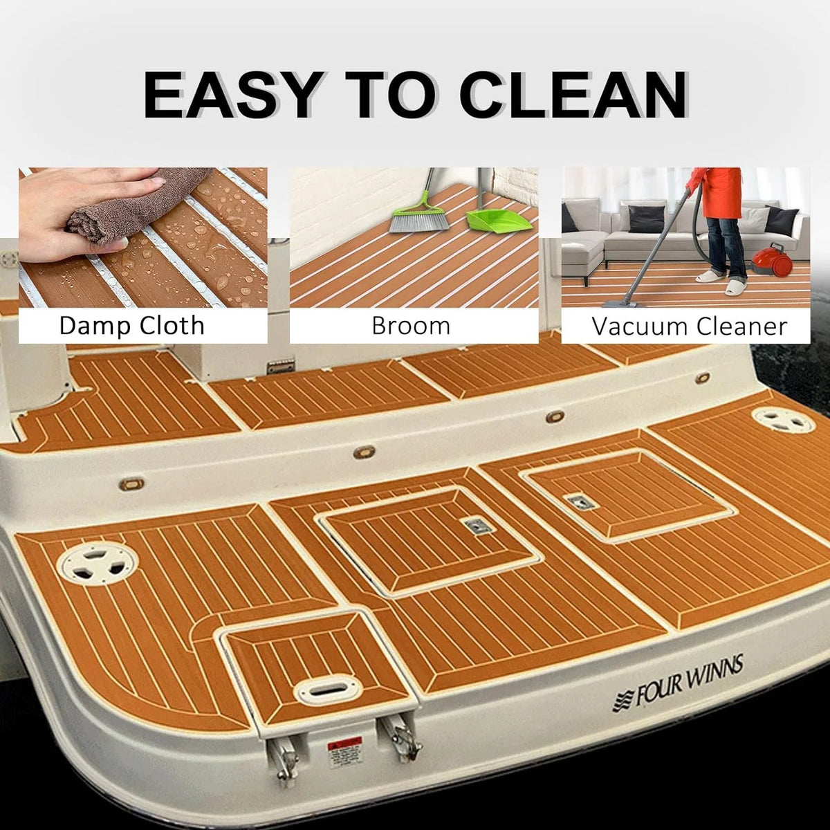 EVA Foam Boat Decking Sheets 23" x 94" - 7mm Thick Non-Slip Faux Teak Marine Flooring Mat Q390830
