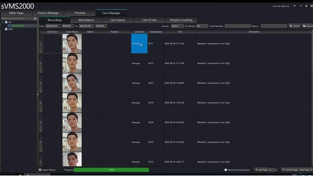 Face Recognition Temperature Measurement System Infrared Body Temperature Kiosk Thermal Scanner Access Control Punch Card Machine D190686