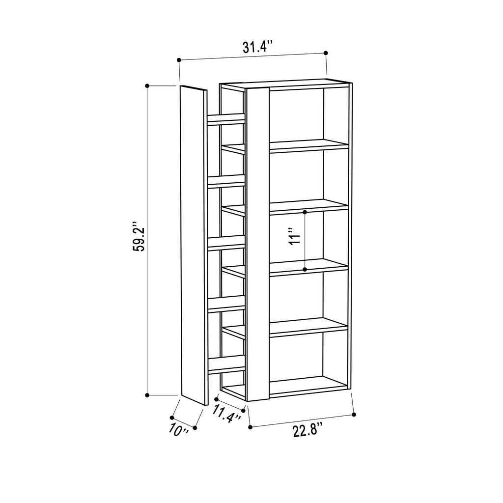 White Light Mocha Modern Bookcase U402368