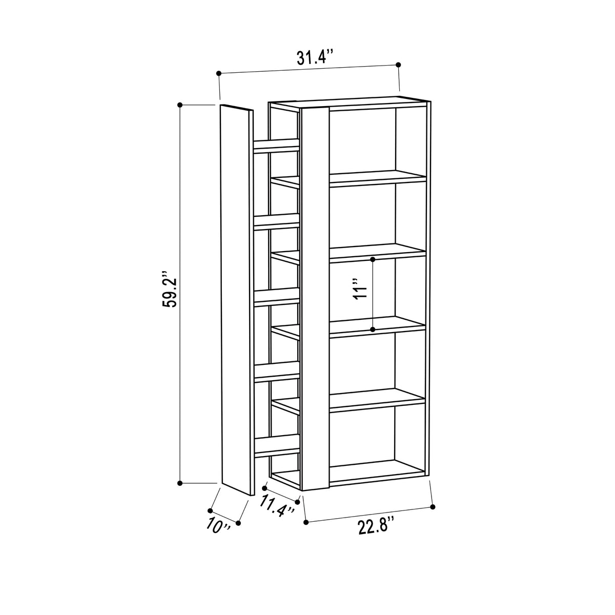 White Light Mocha Modern Bookcase U402368