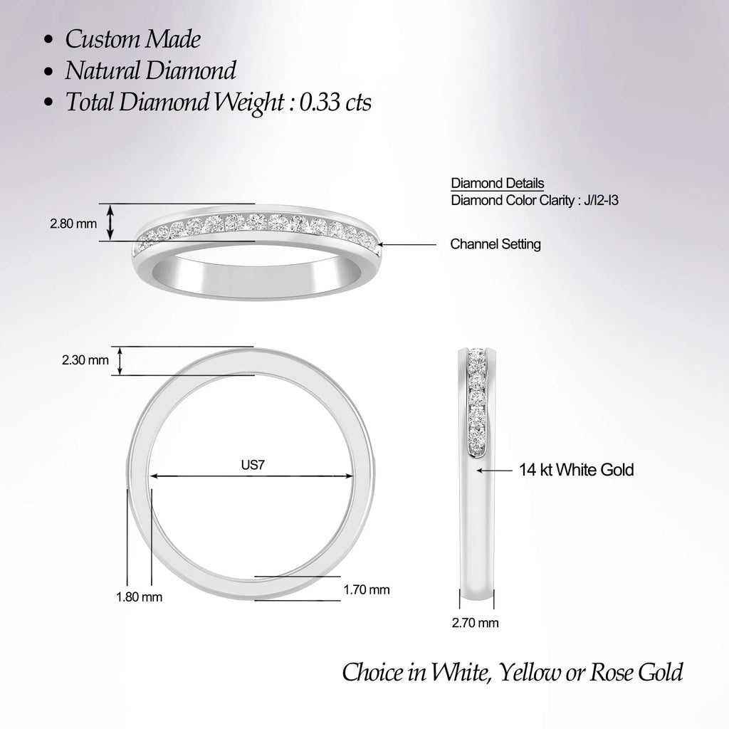 14K White Gold Diamond Stackable Band T572
