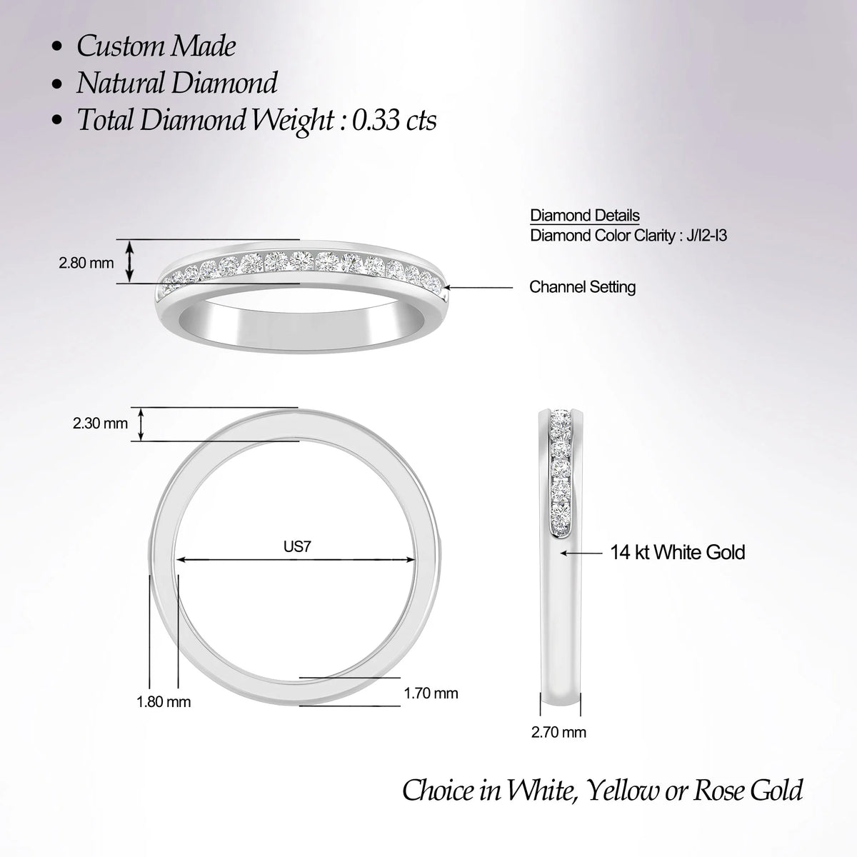 14K White Gold Diamond Stackable Band T572
