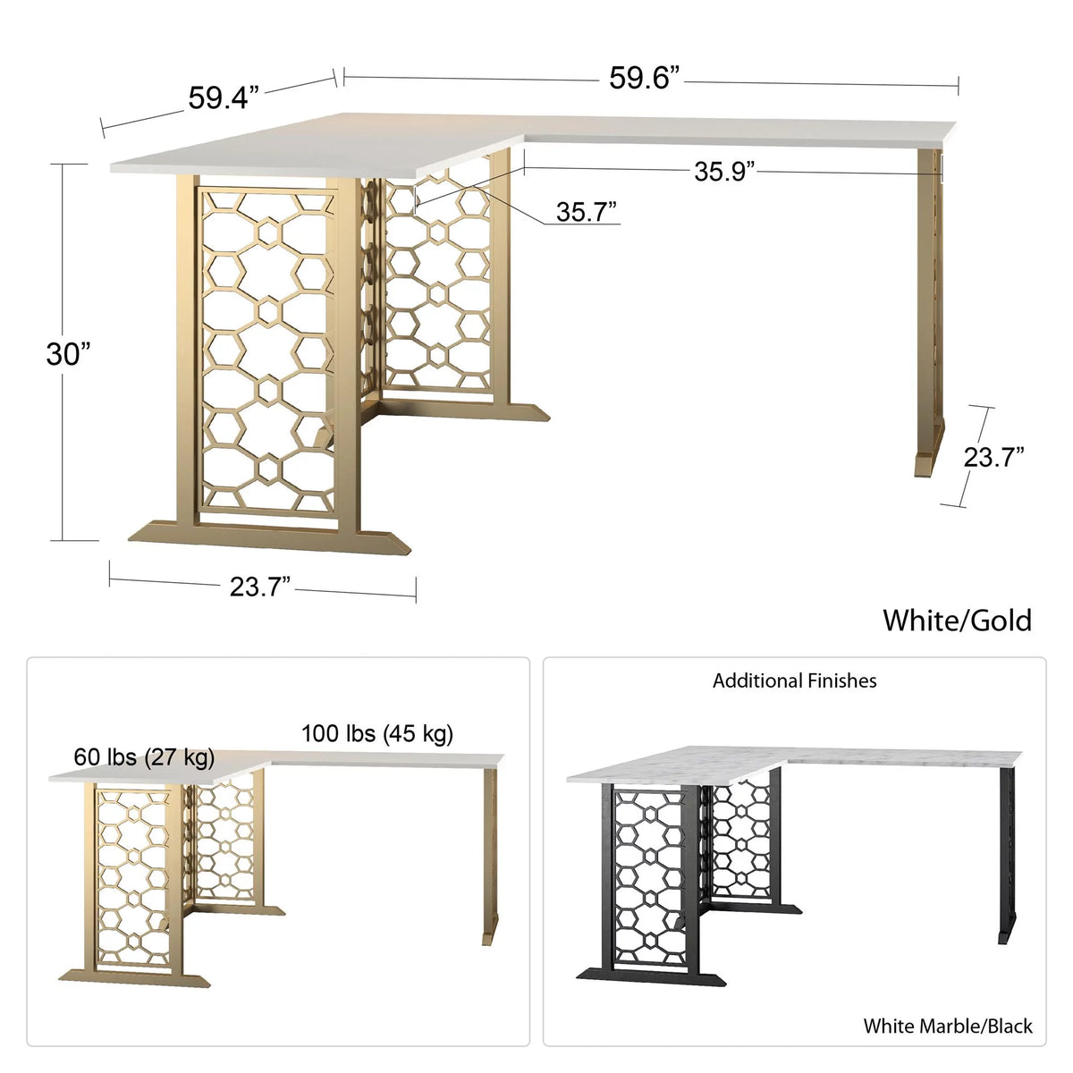 White Faux Marble Desk X678380
