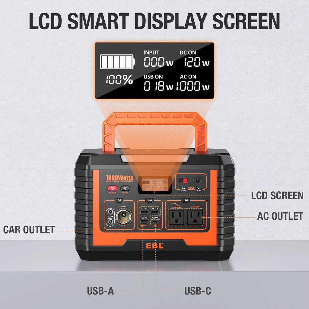 Portable Power Station 1000W Solar Generator 270000mAh Waterproof D622594
