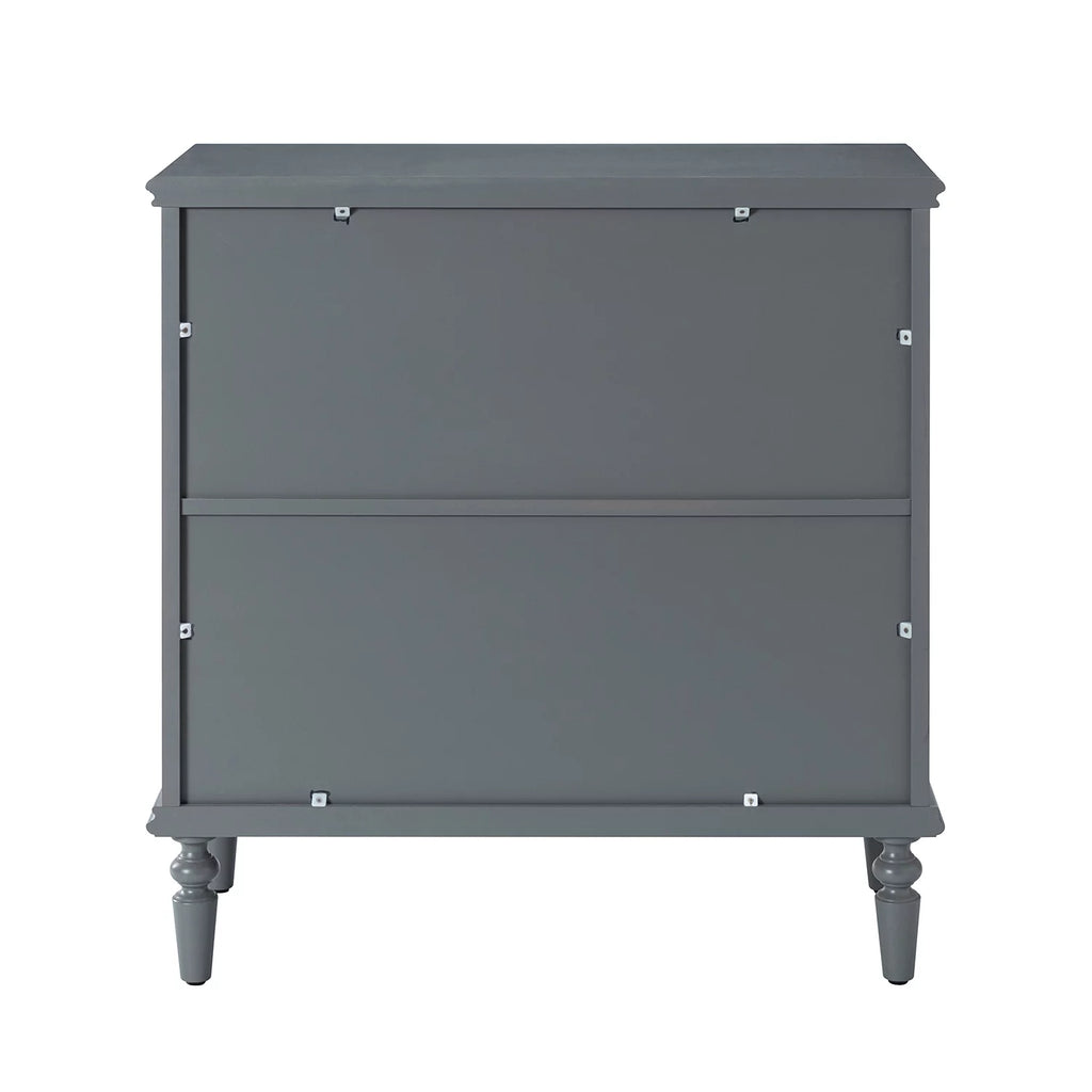 32" Tall 2-Door Accent Storage Cabinet with Floral Design, Gray I39518