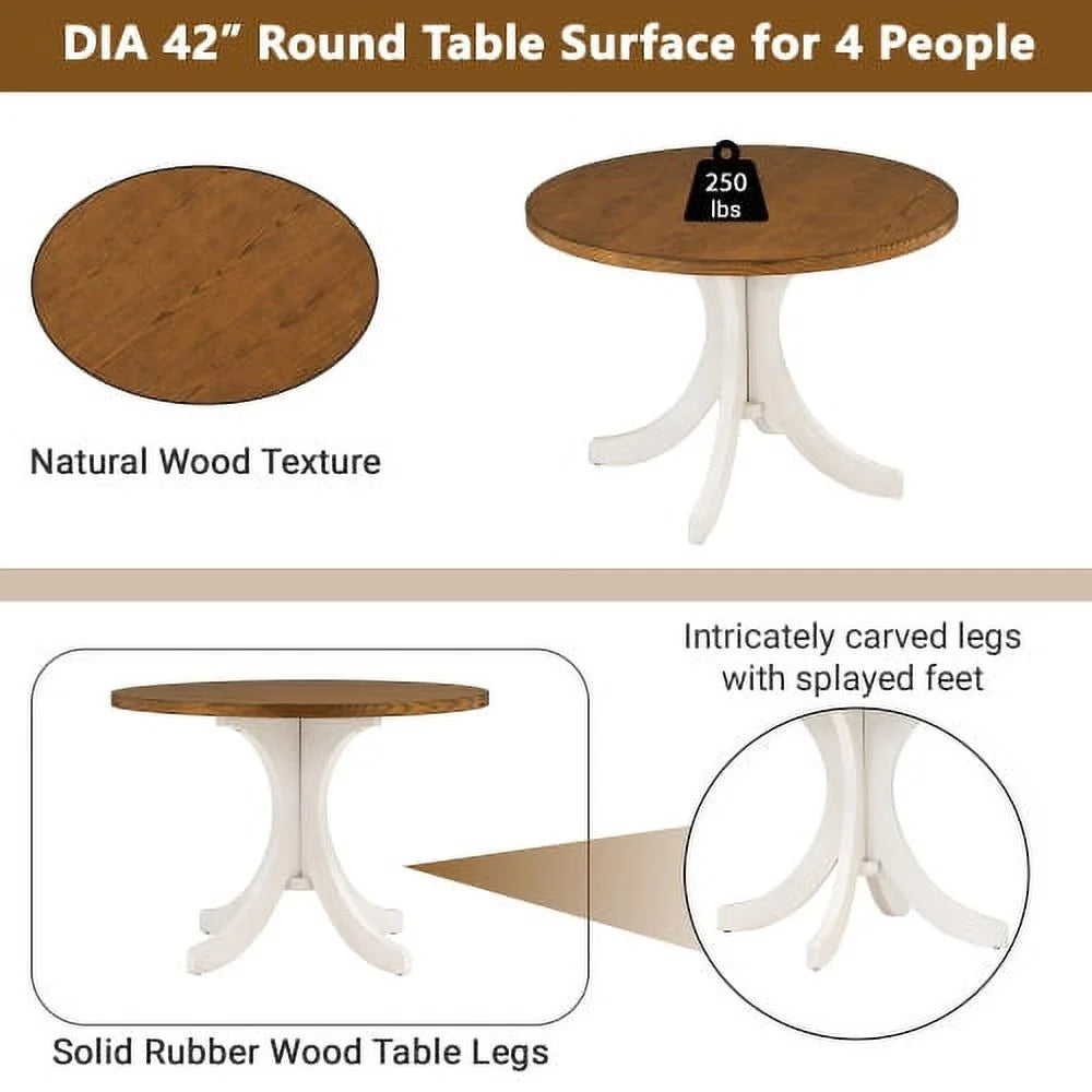 Mid-Century Solid Wood Round Dining Table X672