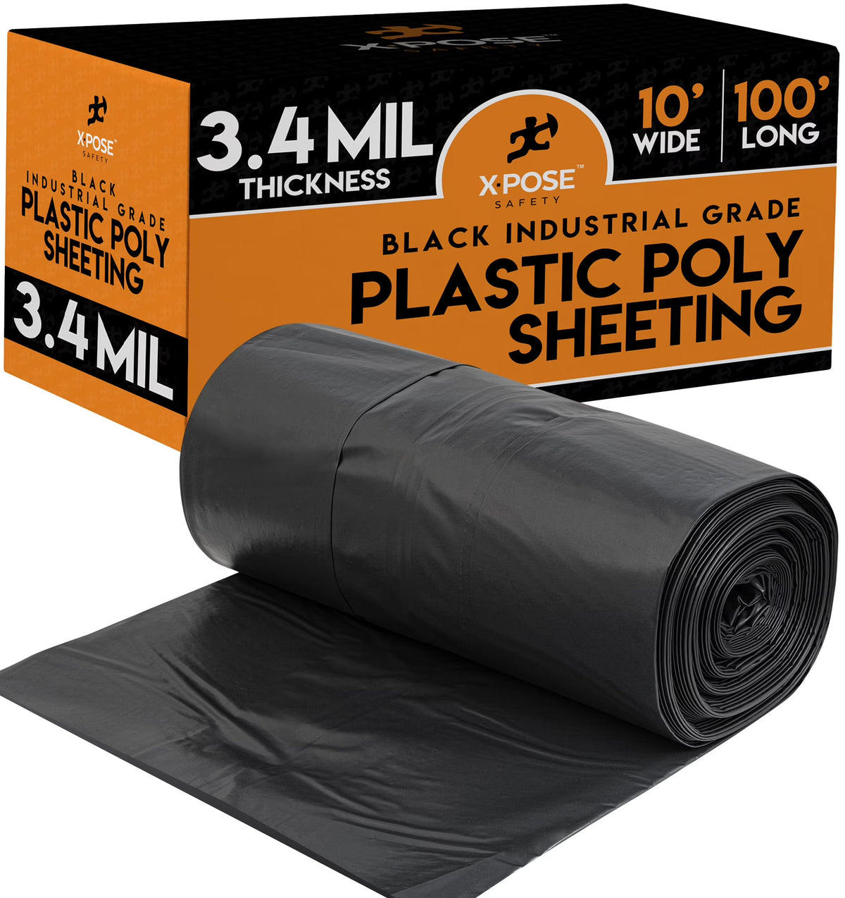 Black Poly Sheeting 10 x 100 Feet Heavy Duty 3.4 Mil Thick Plastic Tarp Waterproof Cover R83232