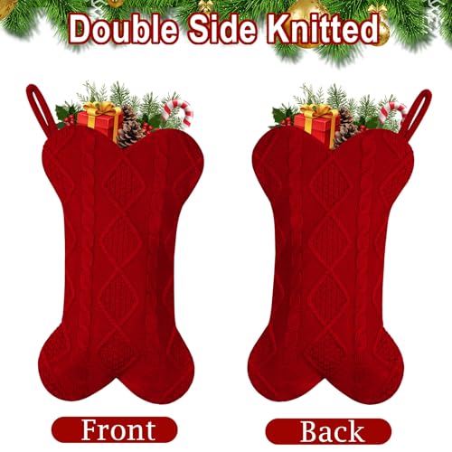 2 Pack 18 Inch Knitted Dog Christmas Stocking T976