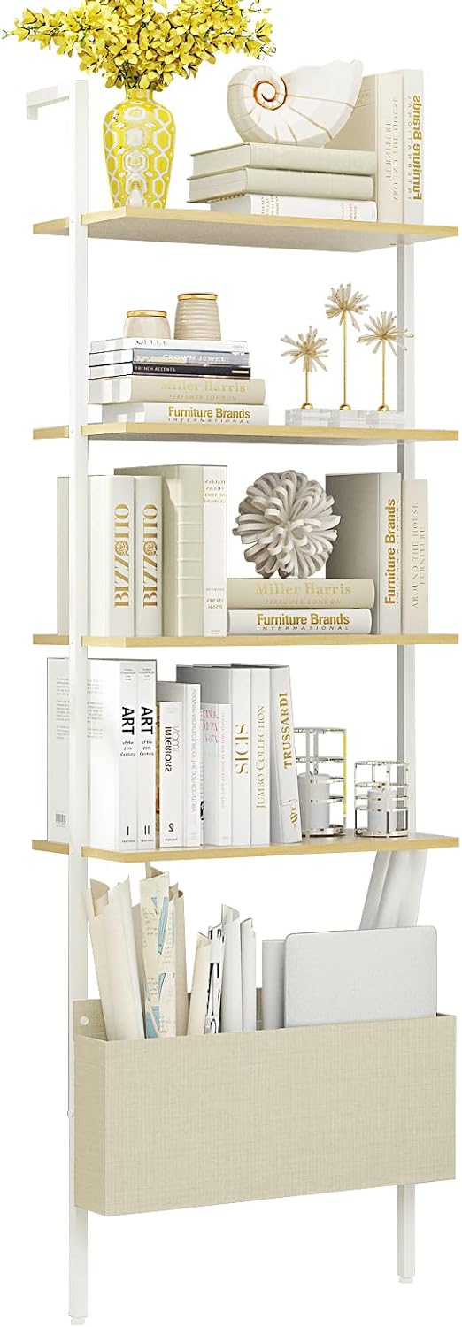 4-Tier Oak Wood Open Shelf Bookcase with Metal Frame V931