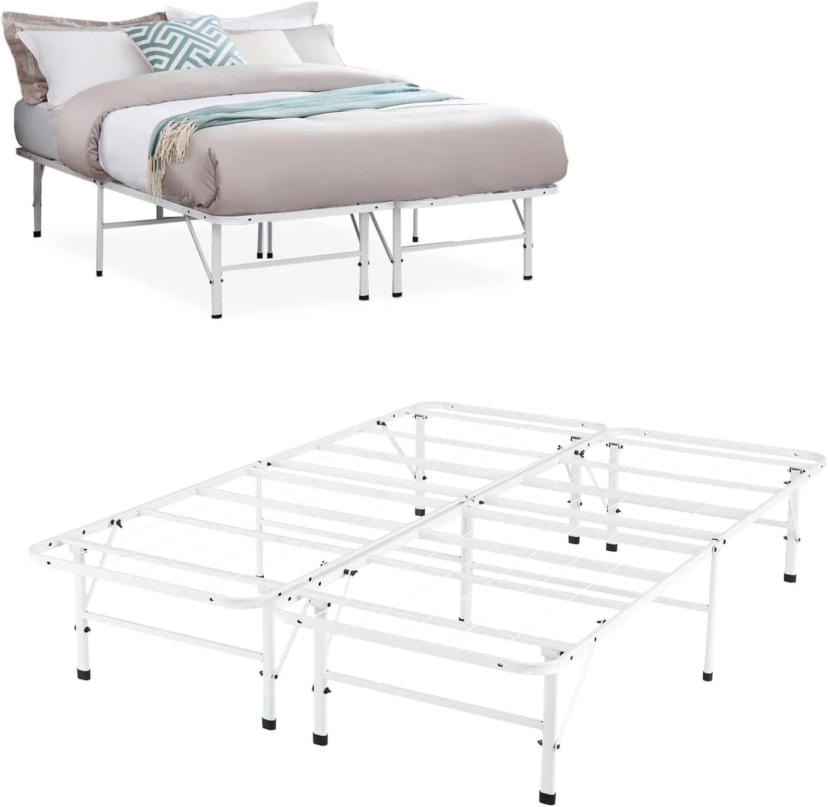 14 Inch Metal Platform Bed with Steel Slat Mattress Foundation Twin Black X790