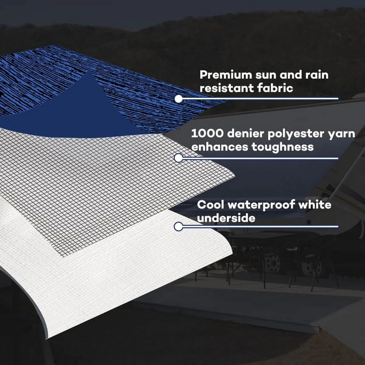 16' Blue Vinyl RV Awning Fabric Replacement D201
