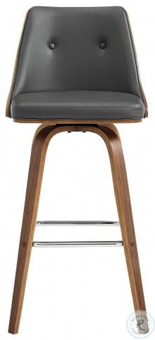 Gray Faux Leather and Walnut Wood Swivel Counter Stool A27108