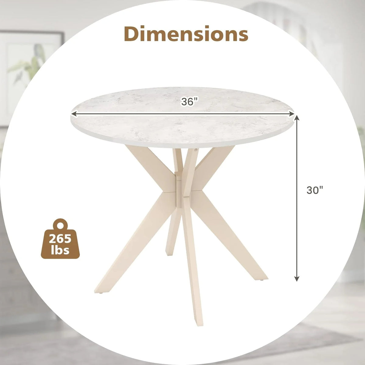 36" Round Wood Dining Table C3757
