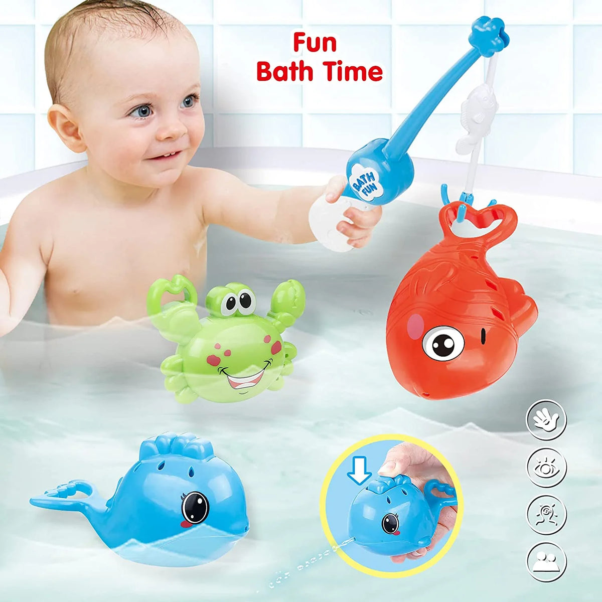 Mold Free Fishing Games Swimming Whales Water Table Pool Bath Toy for Toddlers Y244